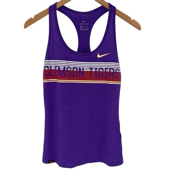 Nike Dri-Fit Clemson Tigers Touch Performance Racerback Tank Top Women XS Purple - Picture 1 of 5